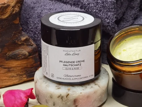 LebeLang - Produkte - Hautcreme - Hautschatz - Olivenöl und Rose
