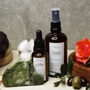 LebeLang - Produkte - Pflege- Pflegeset - Rosenwasser-Squalan-Massagestein